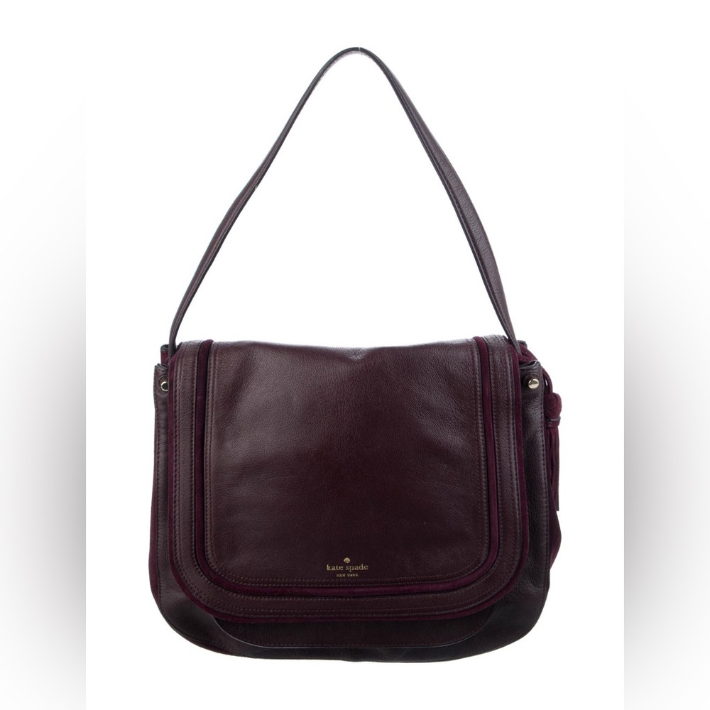 Kate Spade Pratt Street Rianne Leather & Suede Shoulder Bag – Oxblood Burgundy
